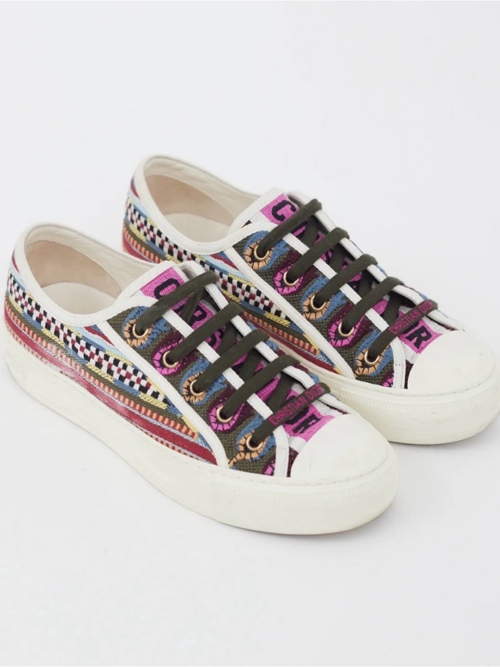 Christian Dior 'Walk n Dior' Sneakers White/Purple Leather Fabric Lace Up